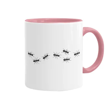 Ants, Mug colored pink, ceramic, 330ml