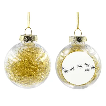 Ants, Transparent Christmas tree ball ornament with gold filling 8cm