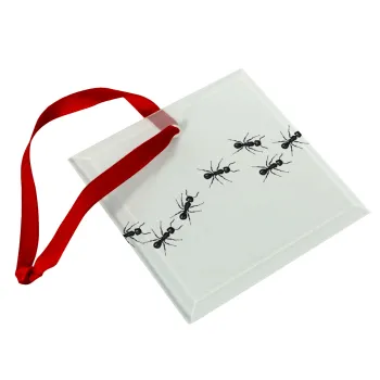 Ants, Christmas ornament, glass square ornament 9x9cm