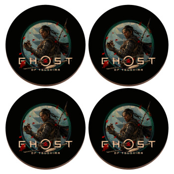 Ghost of Tsushima, ΣΕΤ x4 Σουβέρ ξύλινα στρογγυλά plywood (9cm)