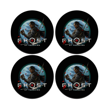 Ghost of Tsushima, SET of 4 round wooden coasters (9cm)