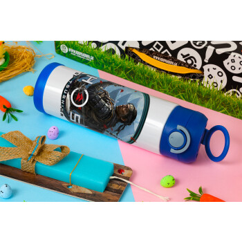 Ghost of Tsushima, Easter candle, Childrens hot water bottle, stainless steel, with safety straw, BLUE (500ml)