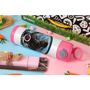 Ghost of Tsushima, Easter candle, Childrens hot water bottle, stainless steel, with safety straw, PINK (500ml)