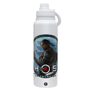 Ghost of Tsushima, 1L Stainless Steel Thermal Bottle with Phone Holder & Double Wall Insulation