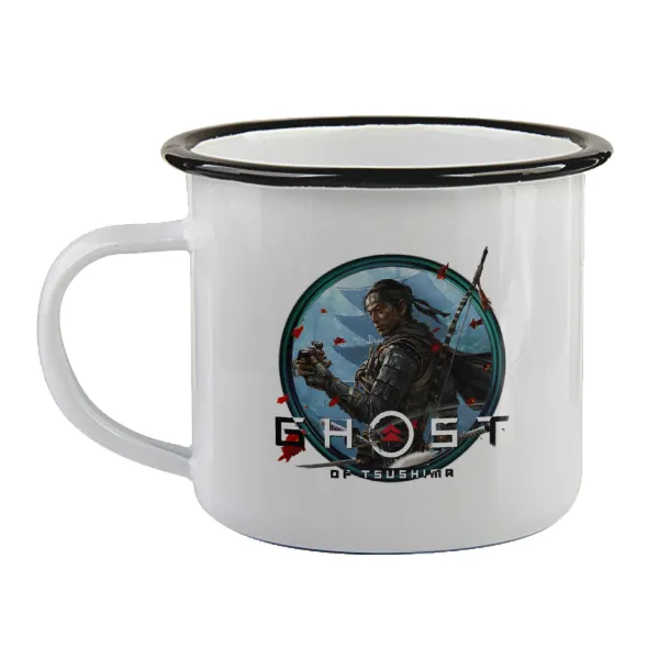 Ghost of Tsushima — Enamel mug with black rim, 360ml