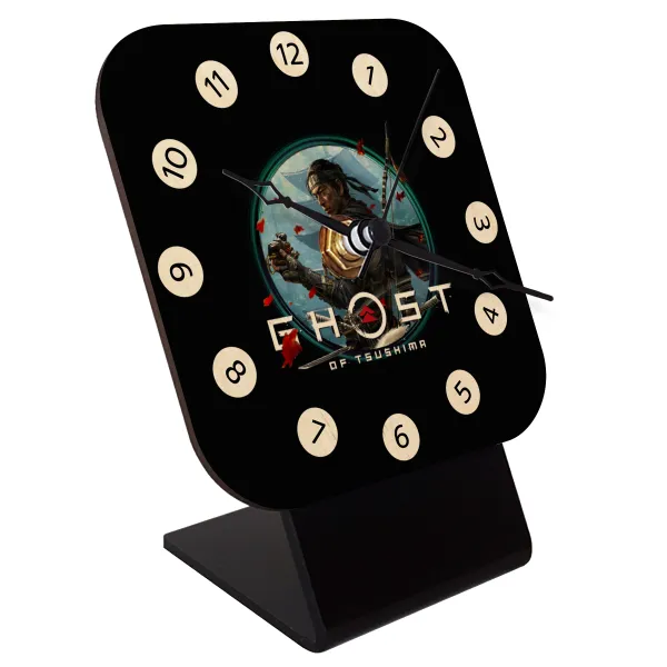 Ghost of Tsushima — Quartz Table clock in natural wood (10cm)