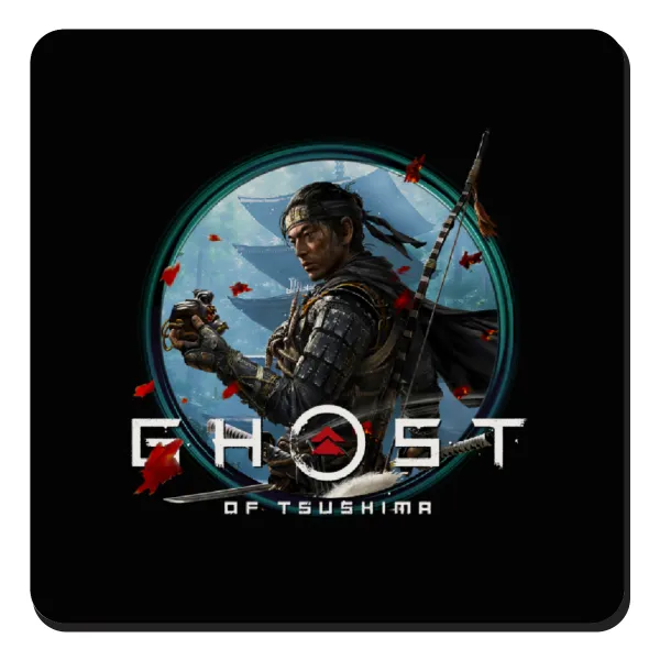 Ghost of Tsushima — Square wooden magnet, 9x9cm