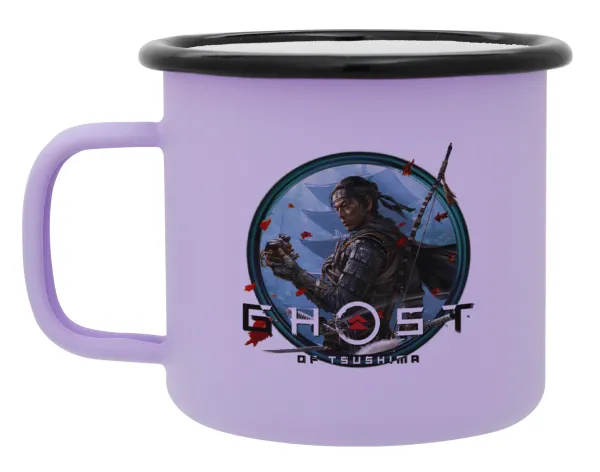 Ghost of Tsushima — Metal enamel mug, matte light pastel purple, 360ml
