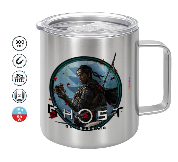 Ghost of Tsushima — Double-walled stainless steel mug 300ml with temperature-retaining lid