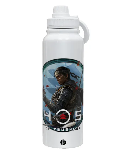 Ghost of Tsushima — 1L Stainless Steel Thermal Bottle with Phone Holder & Double Wall Insulation