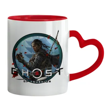 Ghost of Tsushima, Mug heart red handle, ceramic, 330ml