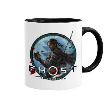 Ghost of Tsushima, Κούπα χρωματιστή μαύρη, κεραμική, 330ml