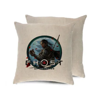 Ghost of Tsushima, Μαξιλάρι καναπέ ΛΙΝΟ 40x40cm περιέχεται το  γέμισμα