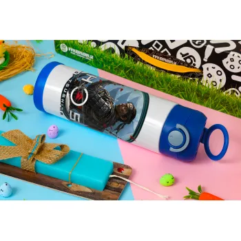 Ghost of Tsushima, Easter candle, Childrens hot water bottle, stainless steel, with safety straw, BLUE (500ml)