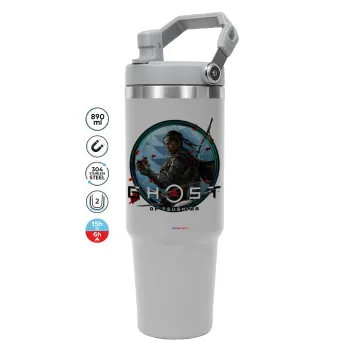 Ghost of Tsushima, ΓΚΡΙ χρώματος Θερμός Ανοξείδωτο 890ml (30oz) με χερούλι