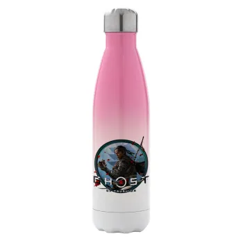 Ghost of Tsushima, Metal mug thermos Pink/White (Stainless steel), double wall, 500ml