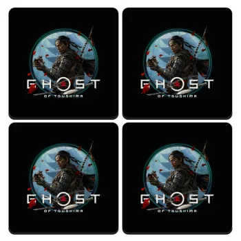 Ghost of Tsushima, ΣΕΤ 4 Σουβέρ ξύλινα τετράγωνα (9cm)
