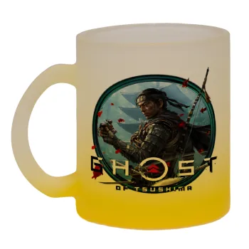 Ghost of Tsushima, Κούπα γυάλινη δίχρωμη με βάση το κίτρινο ματ, 330ml