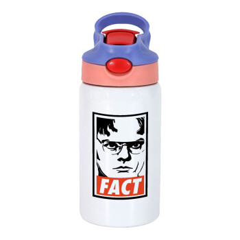 Dunder Mifflin FACT, Children's hot water bottle, stainless steel, with safety straw, pink/purple (350ml)