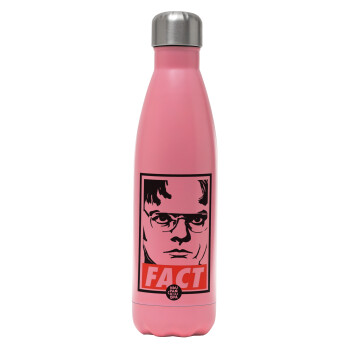 Dunder Mifflin FACT, Metal mug thermos Pink Mat (Stainless steel), double wall, 500ml