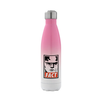 Dunder Mifflin FACT, Metal mug thermos Pink/White (Stainless steel), double wall, 500ml