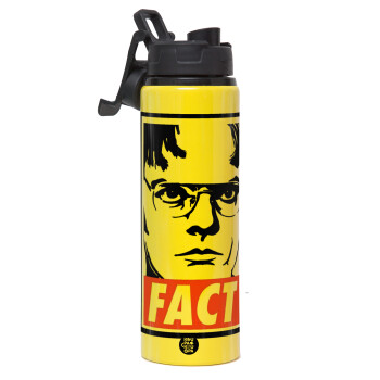 Dunder Mifflin FACT, Metallic water bottle with safety lid, 850ml aluminum