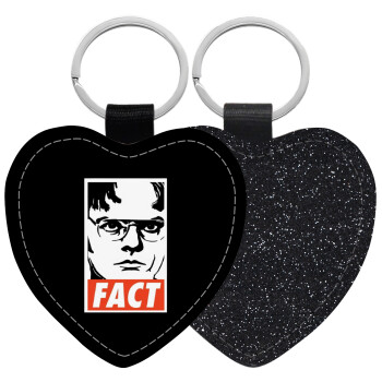 Dunder Mifflin FACT, Μπρελόκ PU δερμάτινο glitter καρδιά ΜΑΥΡΟ