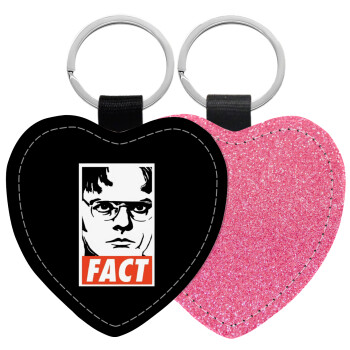 Dunder Mifflin FACT, Μπρελόκ PU δερμάτινο glitter καρδιά ΡΟΖ