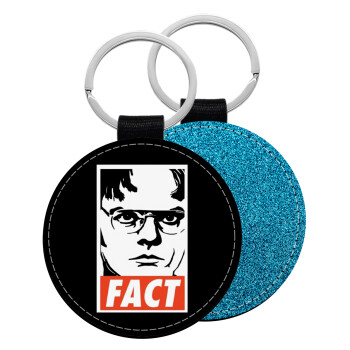 Dunder Mifflin FACT, Μπρελόκ Δερματίνη, στρογγυλό ΜΠΛΕ (5cm)