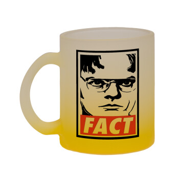 Dunder Mifflin FACT, Κούπα γυάλινη δίχρωμη με βάση το κίτρινο ματ, 330ml