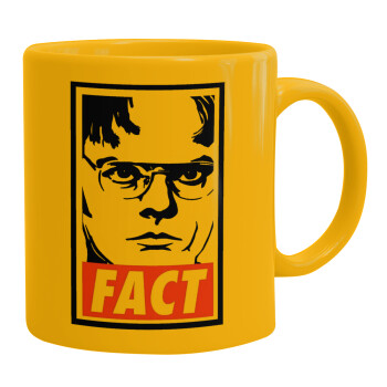 Dunder Mifflin FACT, Ceramic coffee mug yellow, 330ml (1pcs)