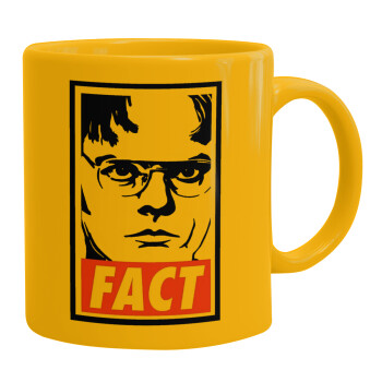 Dunder Mifflin FACT, Ceramic coffee mug yellow, 330ml