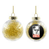 Transparent Christmas tree ball ornament with gold filling 8cm