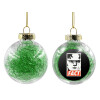 Transparent Christmas tree ball ornament with green filling 8cm