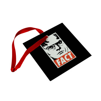 Dunder Mifflin FACT, Christmas ornament, glass square ornament 9x9cm