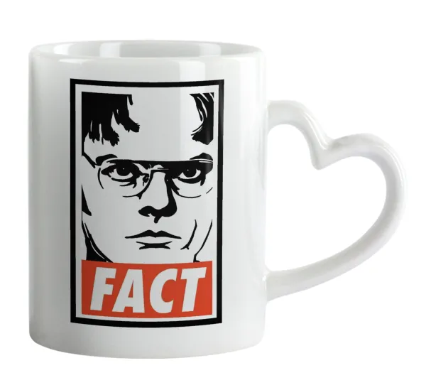 Dunder Mifflin FACT — Κούπα καρδιά χερούλι λευκή, κεραμική, 330ml
