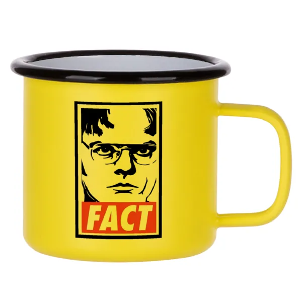 Dunder Mifflin FACT — Κούπα Μεταλλική εμαγιέ ΜΑΤ Κίτρινη 360ml