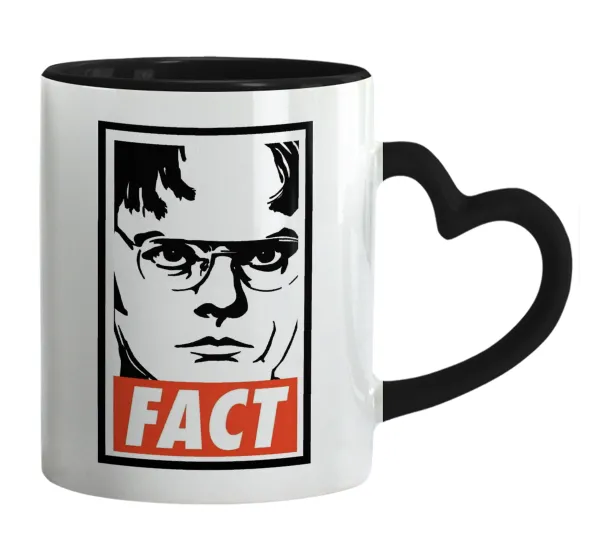 Dunder Mifflin FACT — Κούπα καρδιά χερούλι μαύρη, κεραμική, 330ml