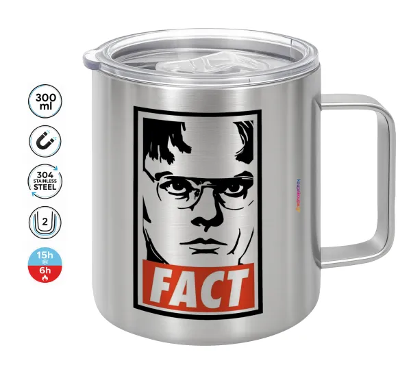 Dunder Mifflin FACT — Double-walled stainless steel mug 300ml with temperature-retaining lid