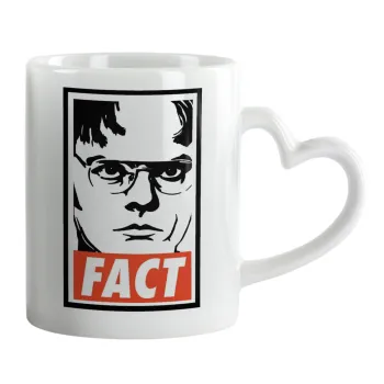 Dunder Mifflin FACT, Κούπα καρδιά χερούλι λευκή, κεραμική, 330ml