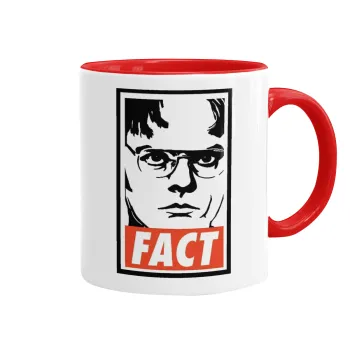 Dunder Mifflin FACT, Κούπα χρωματιστή κόκκινη, κεραμική, 330ml