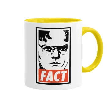 Dunder Mifflin FACT, Mug colored yellow, ceramic, 330ml