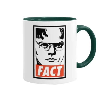 Dunder Mifflin FACT, Mug colored green, ceramic, 330ml