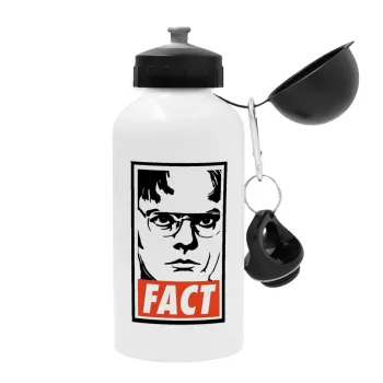 Dunder Mifflin FACT, Metal water bottle, White, aluminum 500ml