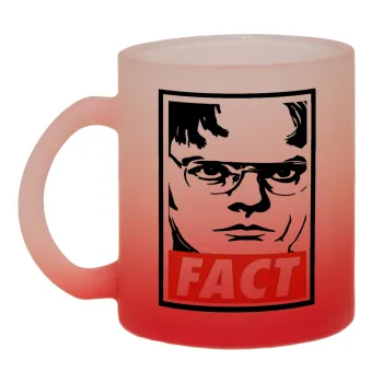 Dunder Mifflin FACT, Κούπα γυάλινη δίχρωμη με βάση το κόκκινο ματ, 330ml
