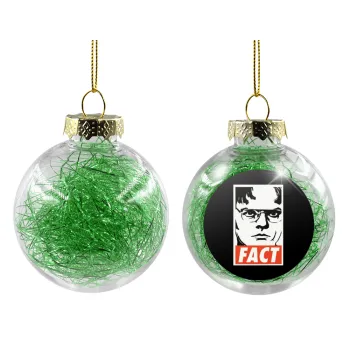 Dunder Mifflin FACT, Transparent Christmas tree ball ornament with green filling 8cm