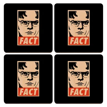 Dunder Mifflin FACT, ΣΕΤ x4 Σουβέρ ξύλινα τετράγωνα plywood (9cm)
