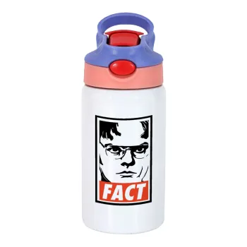 Dunder Mifflin FACT, Παιδικό παγούρι θερμό, ανοξείδωτο, με καλαμάκι ασφαλείας, ροζ/μωβ (350ml)