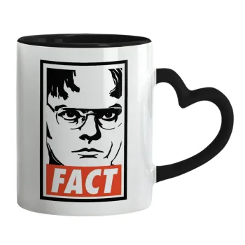 Dunder Mifflin FACT, Mug heart black handle, ceramic, 330ml