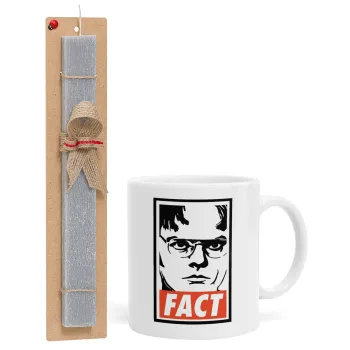 Dunder Mifflin FACT, Easter Set, Ceramic Cup (330ml) & Easter aromatic flat candle (30cm) (GRAY)